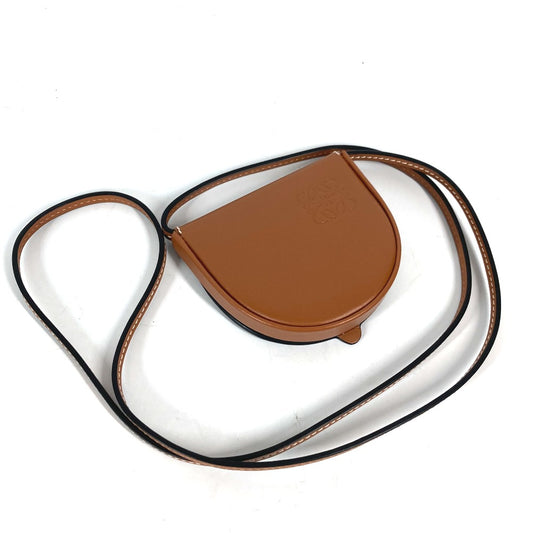 LOEWE wallet, Anagram logo, crossbody coin purse with strap, leather, brown, for women
