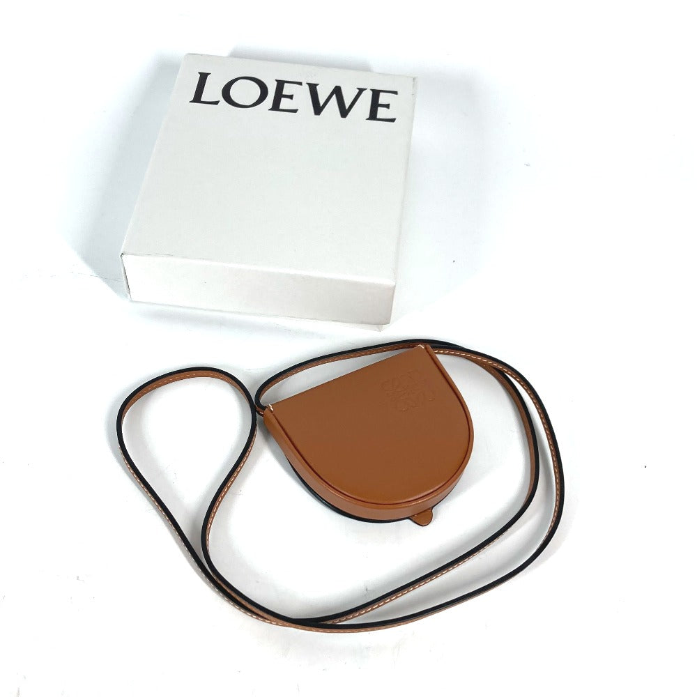 LOEWE 財布 小銭入れ アナグラム ロゴ ストラップ付 斜め掛け コインケース レザー レディース ブラウン