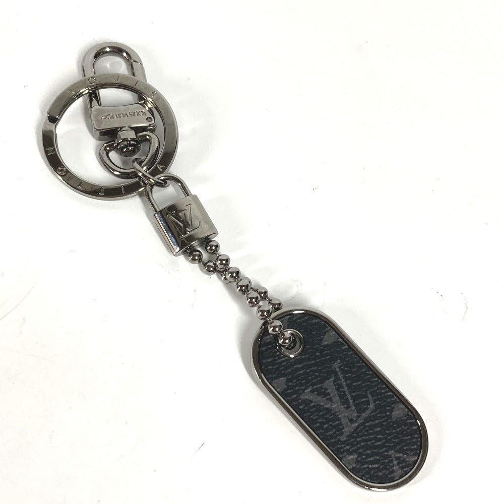 LOUIS VUITTON M63618 モノグラムエクリプス ポルトクレ タブ モノグラム ID チャーム キーリング バッグチャーム キーホルダー モノグラムエクリプスキャンバス メンズ シルバー×ブラック
