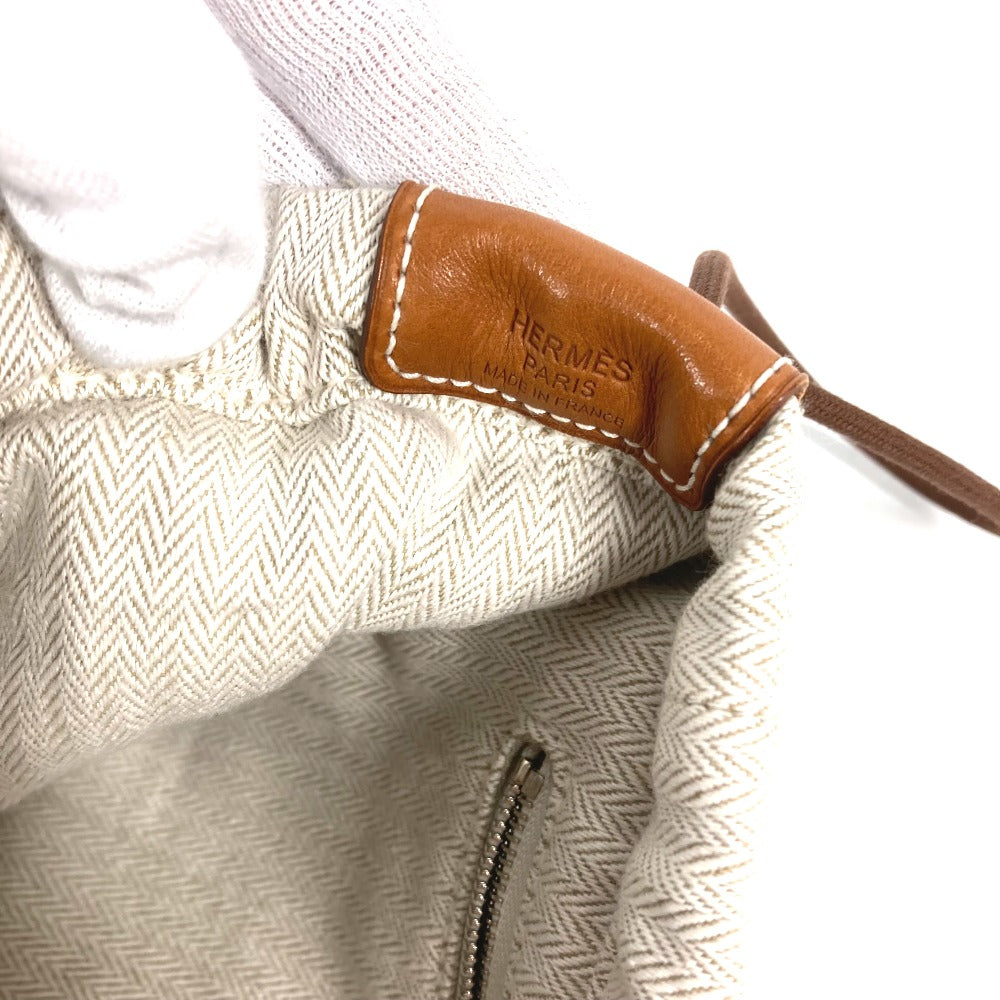 HERMES フールビ 25 バッグインバッグ ポーチ トワルシェブロン レディース ベージュ