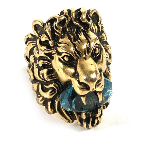 GUCCI 402763 らいおん アニマル ライオン ストーン付き アクセサリー リング・指輪 メタル レディース ゴールド