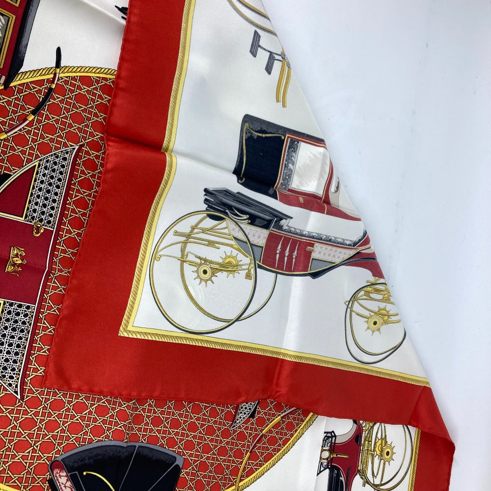 HERMES Les Voitures Nouvelles 馬車の変遷 カレ90 スカーフ シルク レディース レッド