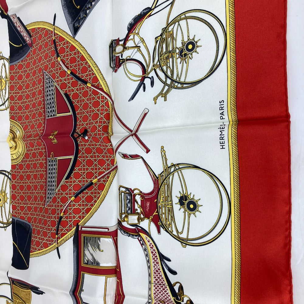 HERMES Les Voitures Nouvelles 馬車の変遷 カレ90 スカーフ シルク レディース レッド