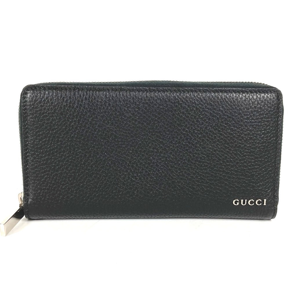 GUCCI 771154 ロングウォレット ロゴ ジップアラウンドウォレット ラウンドファスナー 長財布 レザー メンズ ブラック