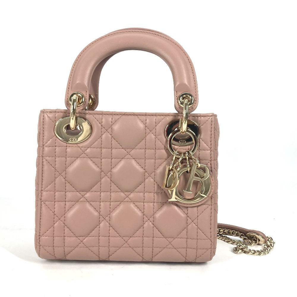 Dior M0505ONGE_M50P レディディオール Lady Dior バッグ ミニ カナージュ チェーン ショルダーバッグ 斜め掛け カバン ハンドバッグ ラムスキン レディース ピンクベージュ系