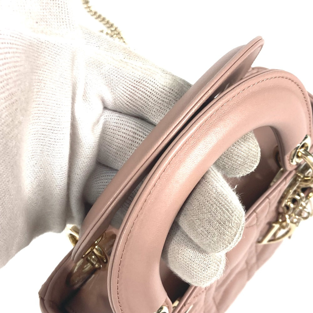 Dior M0505ONGE_M50P レディディオール Lady Dior バッグ ミニ カナージュ チェーン ショルダーバッグ 斜め掛け カバン ハンドバッグ ラムスキン レディース ピンクベージュ系
