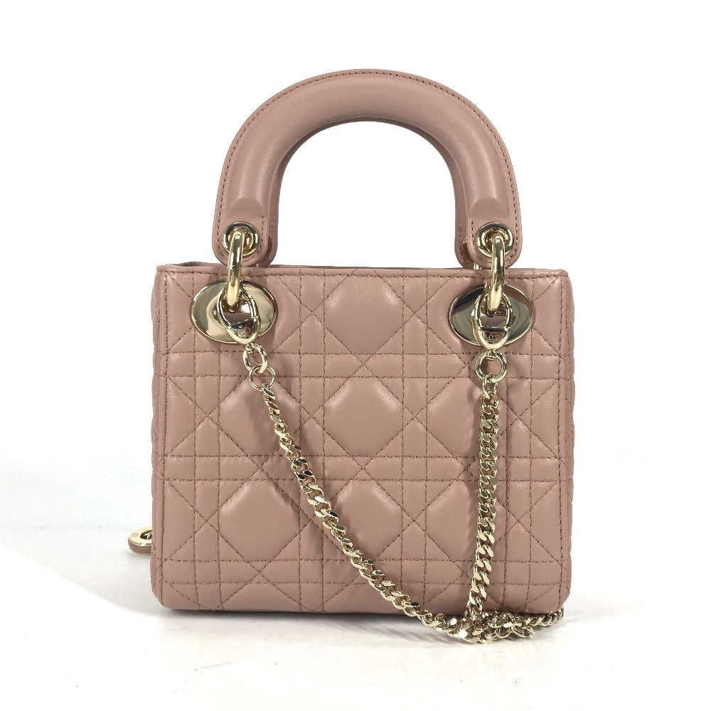 Dior M0505ONGE_M50P レディディオール Lady Dior バッグ ミニ カナージュ チェーン ショルダーバッグ 斜め掛け カバン ハンドバッグ ラムスキン レディース ピンクベージュ系