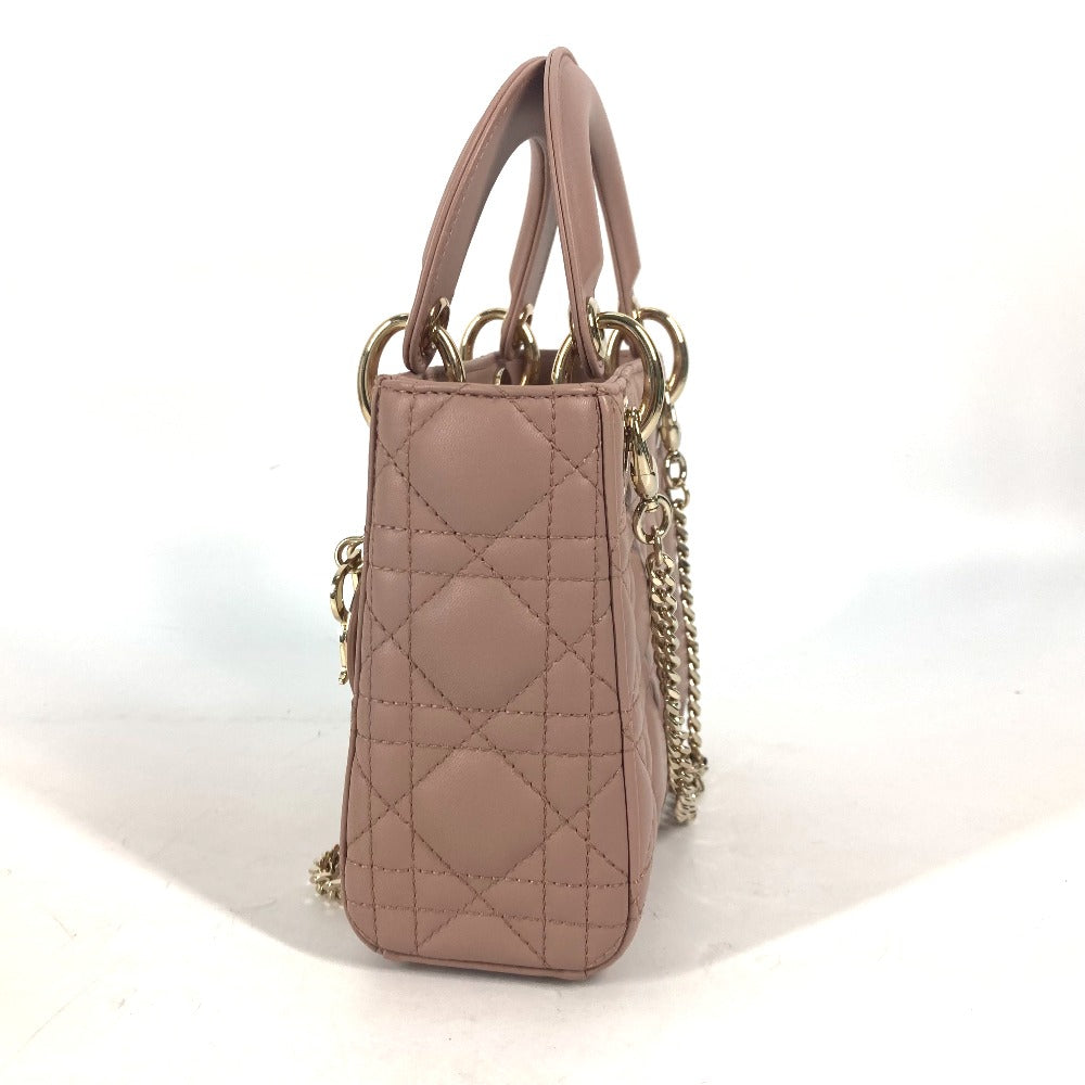 Dior M0505ONGE_M50P レディディオール Lady Dior バッグ ミニ カナージュ チェーン ショルダーバッグ 斜め掛け カバン ハンドバッグ ラムスキン レディース ピンクベージュ系