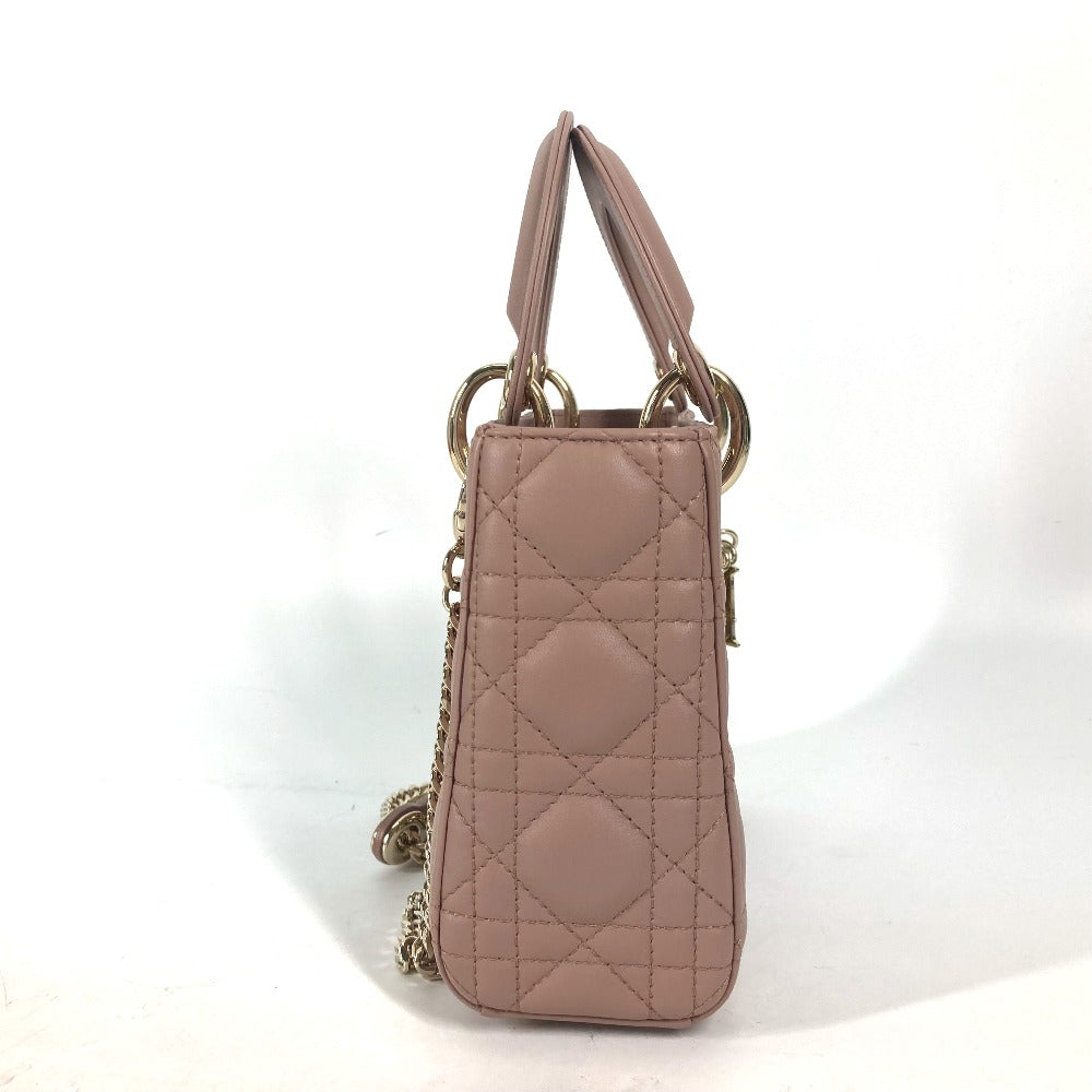 Dior M0505ONGE_M50P レディディオール Lady Dior バッグ ミニ カナージュ チェーン ショルダーバッグ 斜め掛け カバン ハンドバッグ ラムスキン レディース ピンクベージュ系