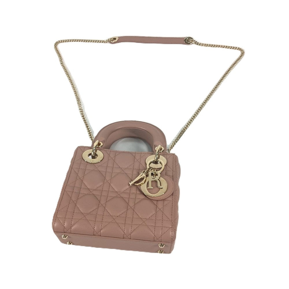 Dior M0505ONGE_M50P レディディオール Lady Dior バッグ ミニ カナージュ チェーン ショルダーバッグ 斜め掛け カバン ハンドバッグ ラムスキン レディース ピンクベージュ系