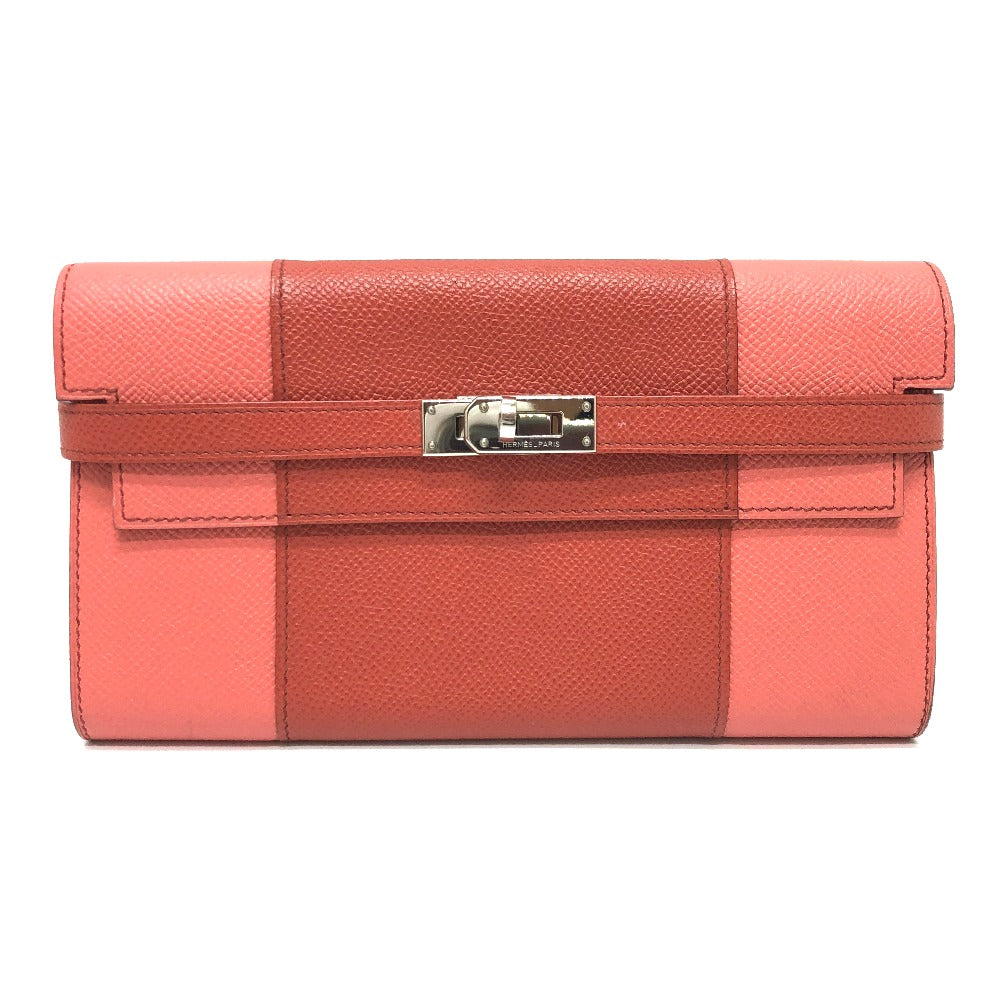 HERMES ロングウォレット ケリーウォレット フラッグ 長財布 エプソン レディース ピンク