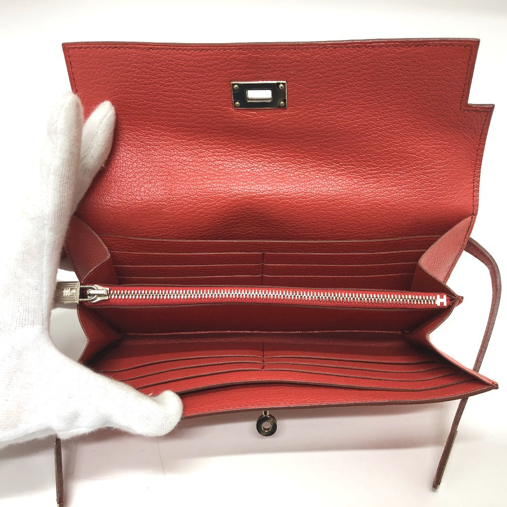 HERMES ロングウォレット ケリーウォレット フラッグ 長財布 エプソン レディース ピンク