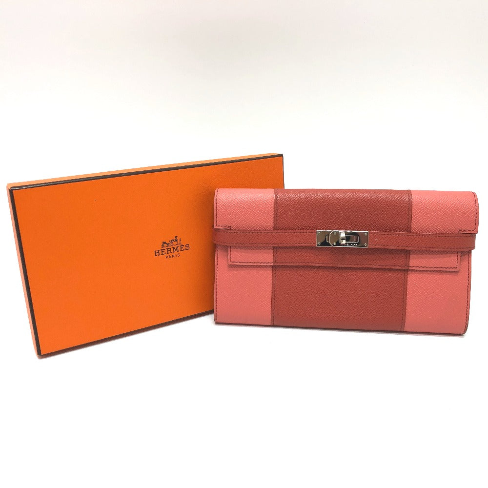 HERMES ロングウォレット ケリーウォレット フラッグ 長財布 エプソン レディース ピンク