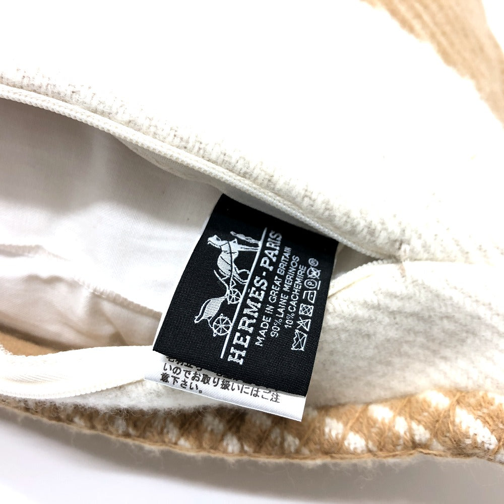 HERMES H103423M クッション 《Hリヴィエラ》 雑貨 インテリア インテリア小物 クッション ウール/カシミヤ レディース サーブル ベージュ