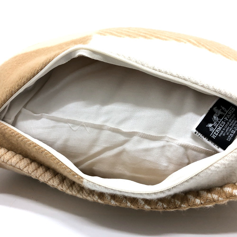 HERMES H103423M クッション 《Hリヴィエラ》 雑貨 インテリア インテリア小物 クッション ウール/カシミヤ レディース サーブル ベージュ