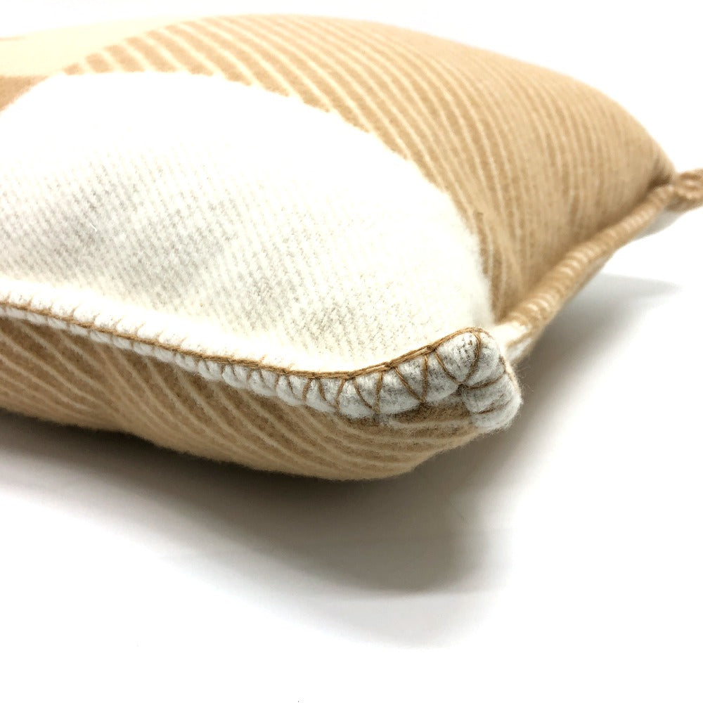 HERMES H103423M クッション 《Hリヴィエラ》 雑貨 インテリア インテリア小物 クッション ウール/カシミヤ レディース サーブル ベージュ