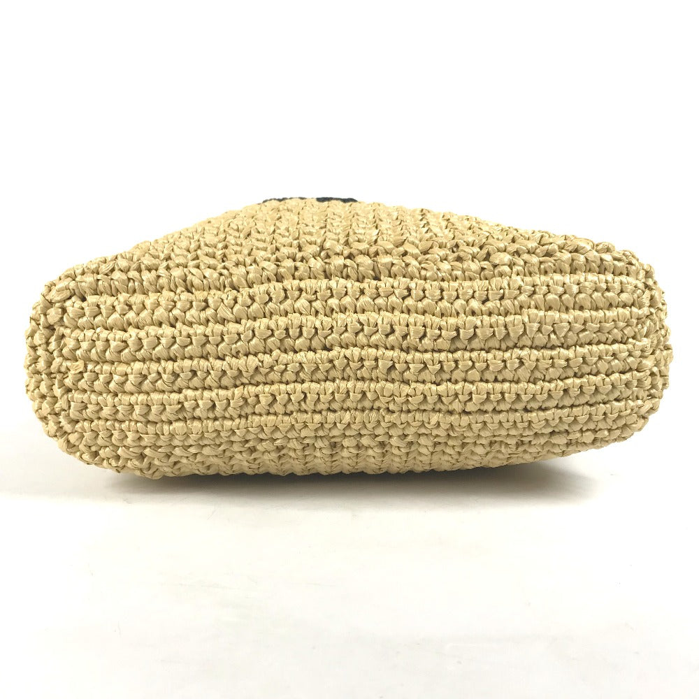 PRADA 1BG422 Basket Bag, Straw Bag, Crochet Triangle Logo, Small Lettering Logo, Tote Bag, Handbag, Raffia, Women's, Natural Beige