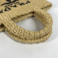 PRADA 1BG422 Basket Bag, Straw Bag, Crochet Triangle Logo, Small Lettering Logo, Tote Bag, Handbag, Raffia, Women's, Natural Beige