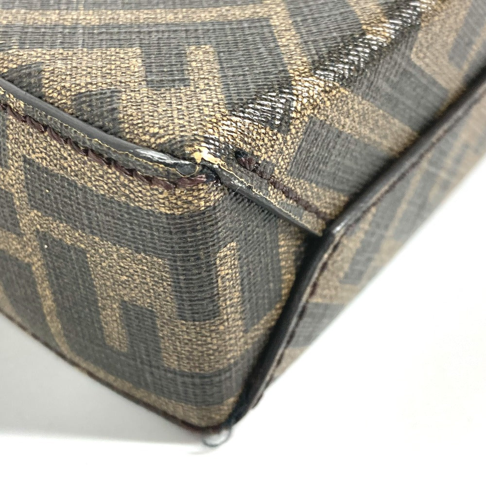 FENDI 7VA564 ズッカ ロゴ カバン セカンドバッグ ストラップ付 クラッチバッグ レザー/キャンバス メンズ ブラウン