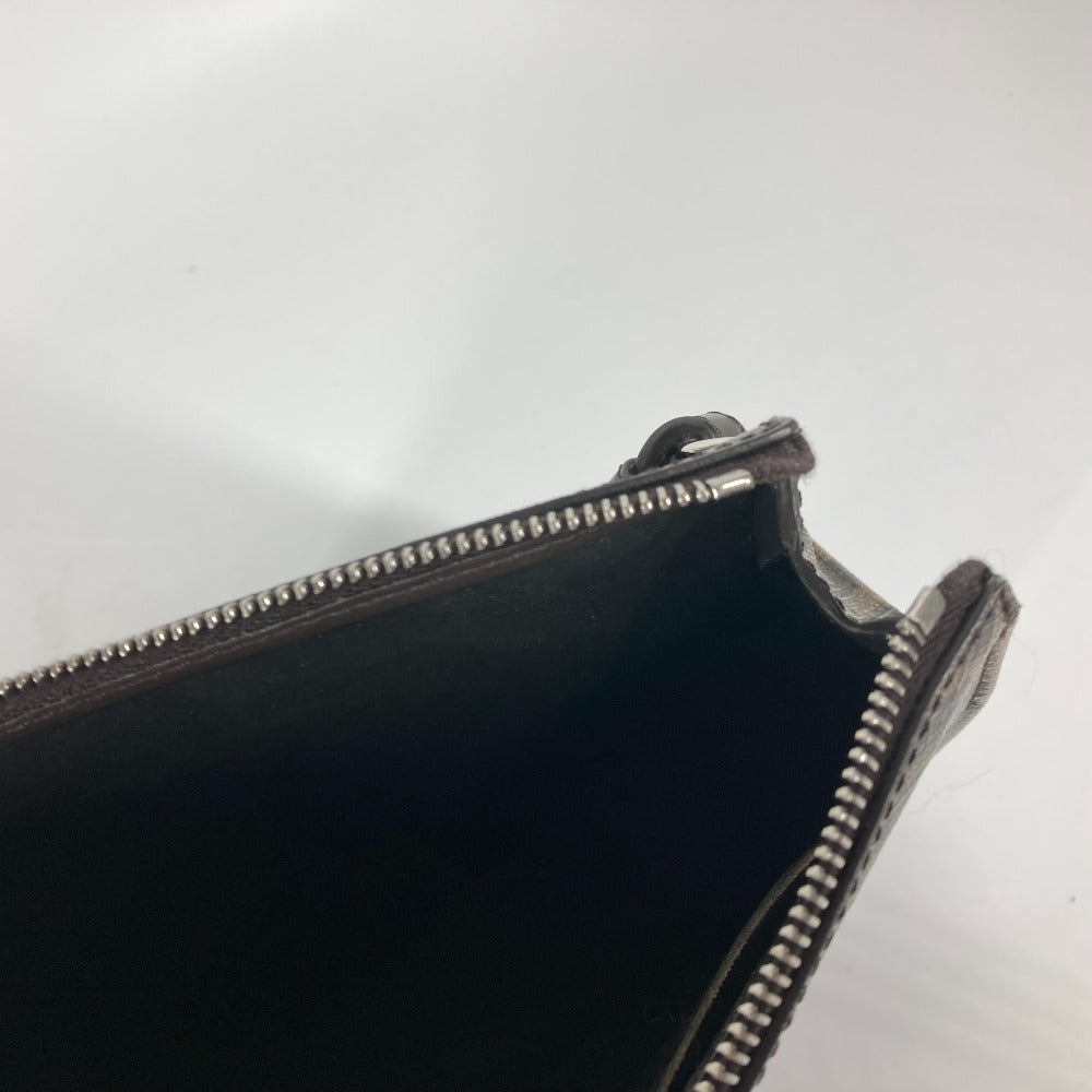 FENDI 7VA564 ズッカ ロゴ カバン セカンドバッグ ストラップ付 クラッチバッグ レザー/キャンバス メンズ ブラウン