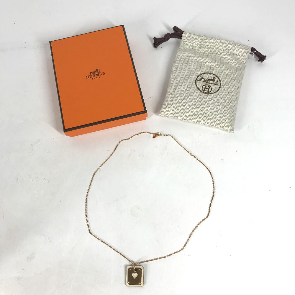 HERMES アクセサリー アスドゥクールPM ハート ペンダント ネックレス メタル レディース ナタ ホワイト×ピンクゴールド