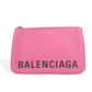 BALENCIAGA 545773 ロゴ VILLE ヴィル ポーチ カバン クラッチバッグ レザー レディース ピンク