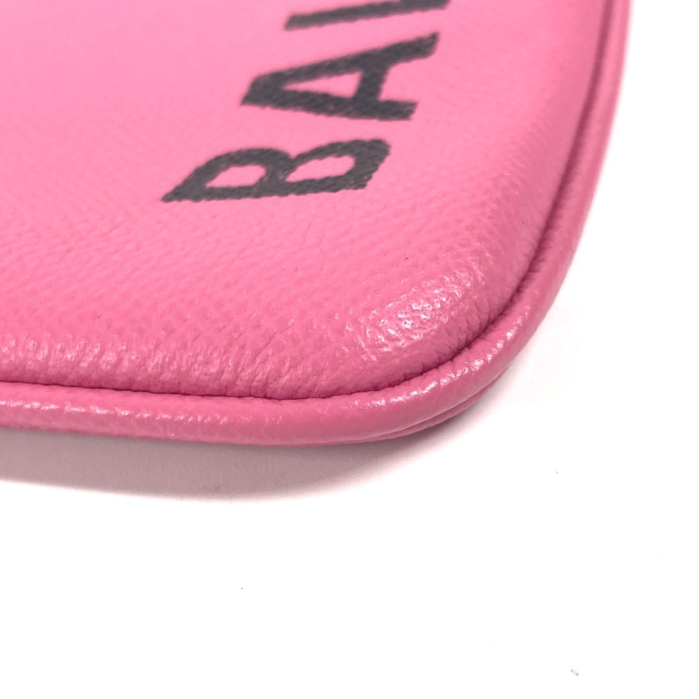 BALENCIAGA 545773 ロゴ VILLE ヴィル ポーチ カバン クラッチバッグ レザー レディース ピンク