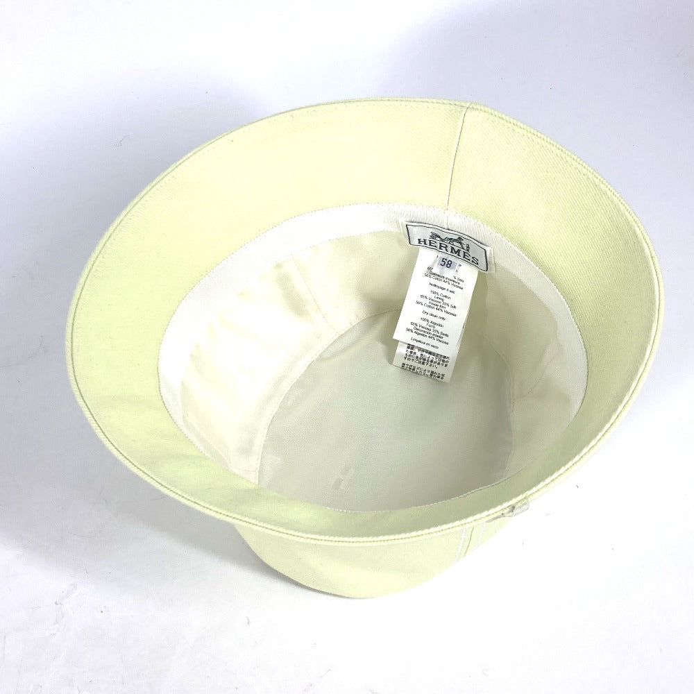 HERMES Stitch Serie Logo Bucket Hat, Cotton, Women's, Light Green