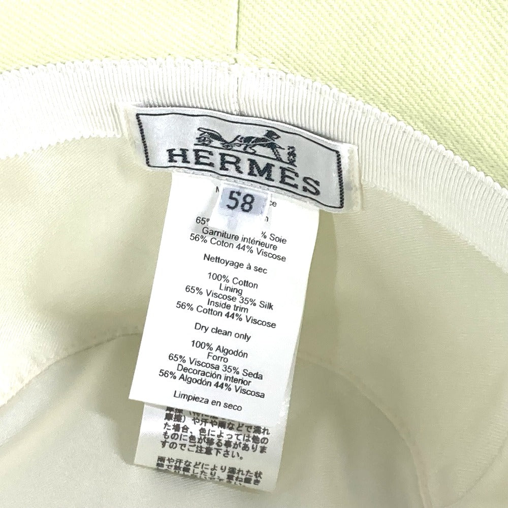 HERMES Stitch Serie Logo Bucket Hat, Cotton, Women's, Light Green