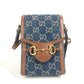 GUCCI 625615 GGデニム ホースビット 1955 ミニバッグ 肩掛け 斜め掛け ポシェット カバン ショルダーバッグ デニム レディース ブルー×ブラウン