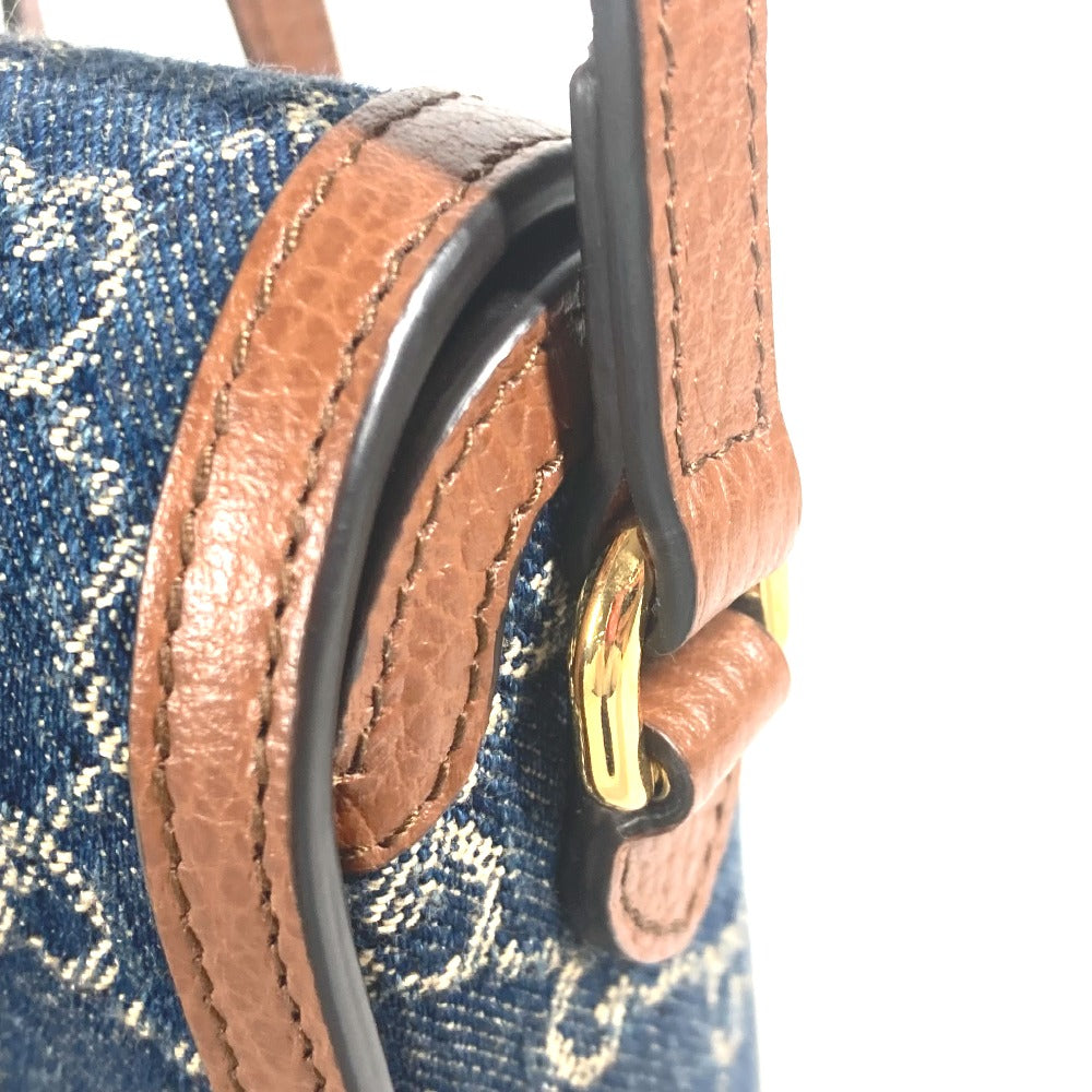 GUCCI 625615 GGデニム ホースビット 1955 ミニバッグ 肩掛け 斜め掛け ポシェット カバン ショルダーバッグ デニム レディース ブルー×ブラウン