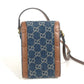 GUCCI 625615 GGデニム ホースビット 1955 ミニバッグ 肩掛け 斜め掛け ポシェット カバン ショルダーバッグ デニム レディース ブルー×ブラウン