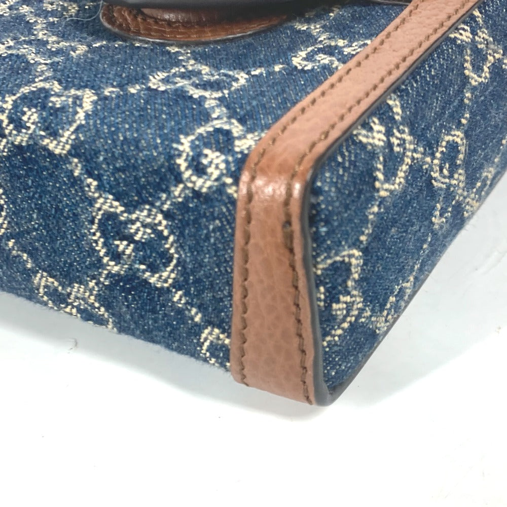 GUCCI 625615 GGデニム ホースビット 1955 ミニバッグ 肩掛け 斜め掛け ポシェット カバン ショルダーバッグ デニム レディース ブルー×ブラウン