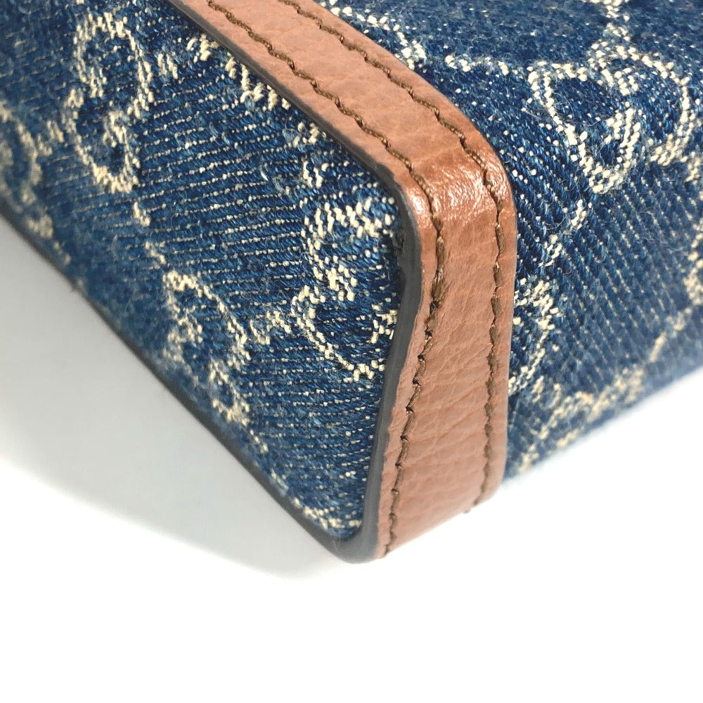 GUCCI 625615 GGデニム ホースビット 1955 ミニバッグ 肩掛け 斜め掛け ポシェット カバン ショルダーバッグ デニム レディース ブルー×ブラウン