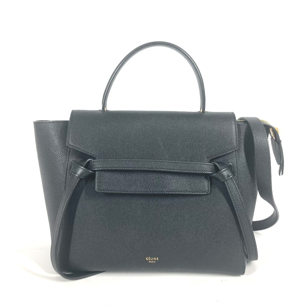 CELINE マイクロ トートバッグ ベルトバッグ 2WAY ショルダーバッグ 肩掛け 斜め掛け ハンドバッグ レザー レディース ブラック