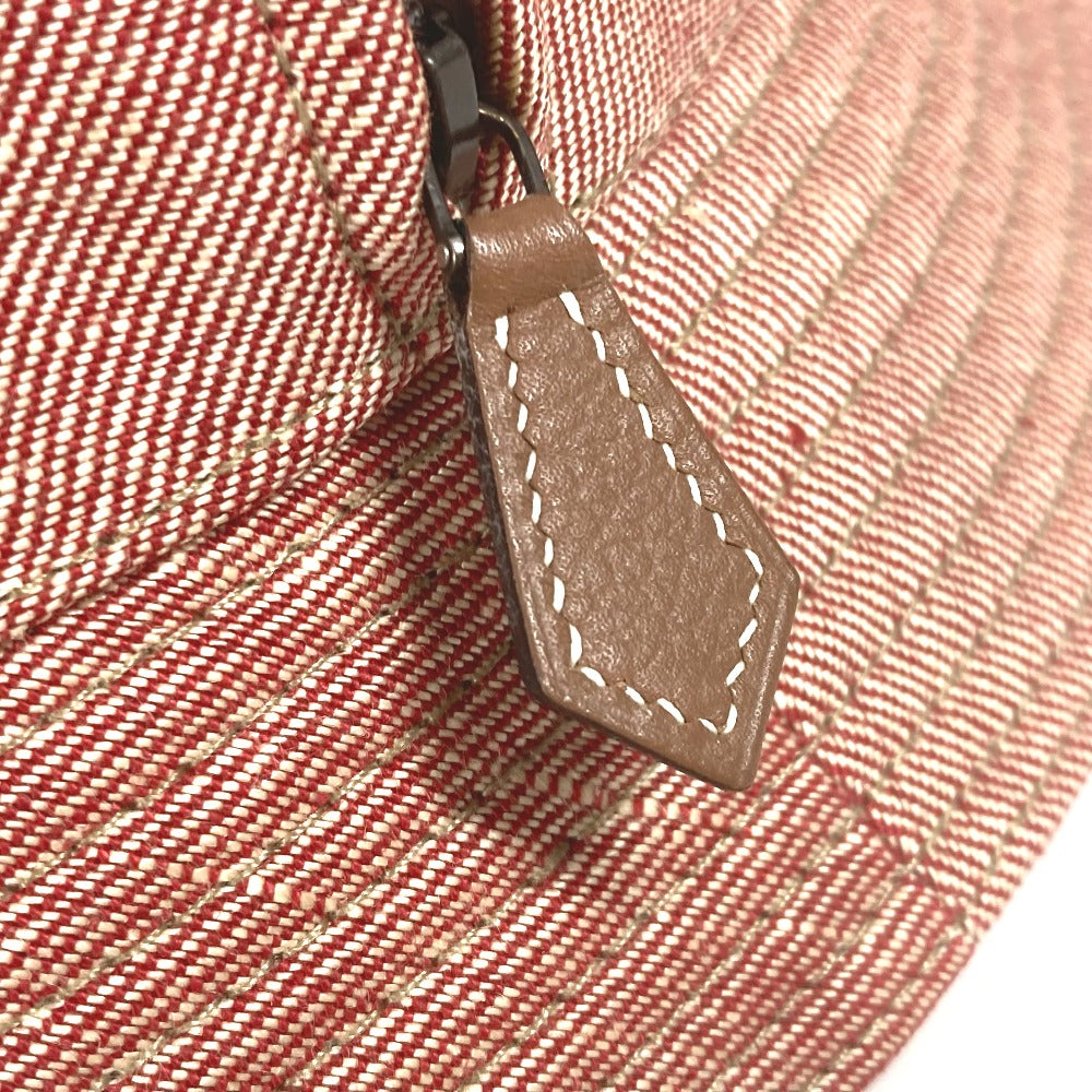 HERMES アパレル サイドジップ ファスナー バケットハット 帽子 ハット帽 ハット リネン レディース レッド