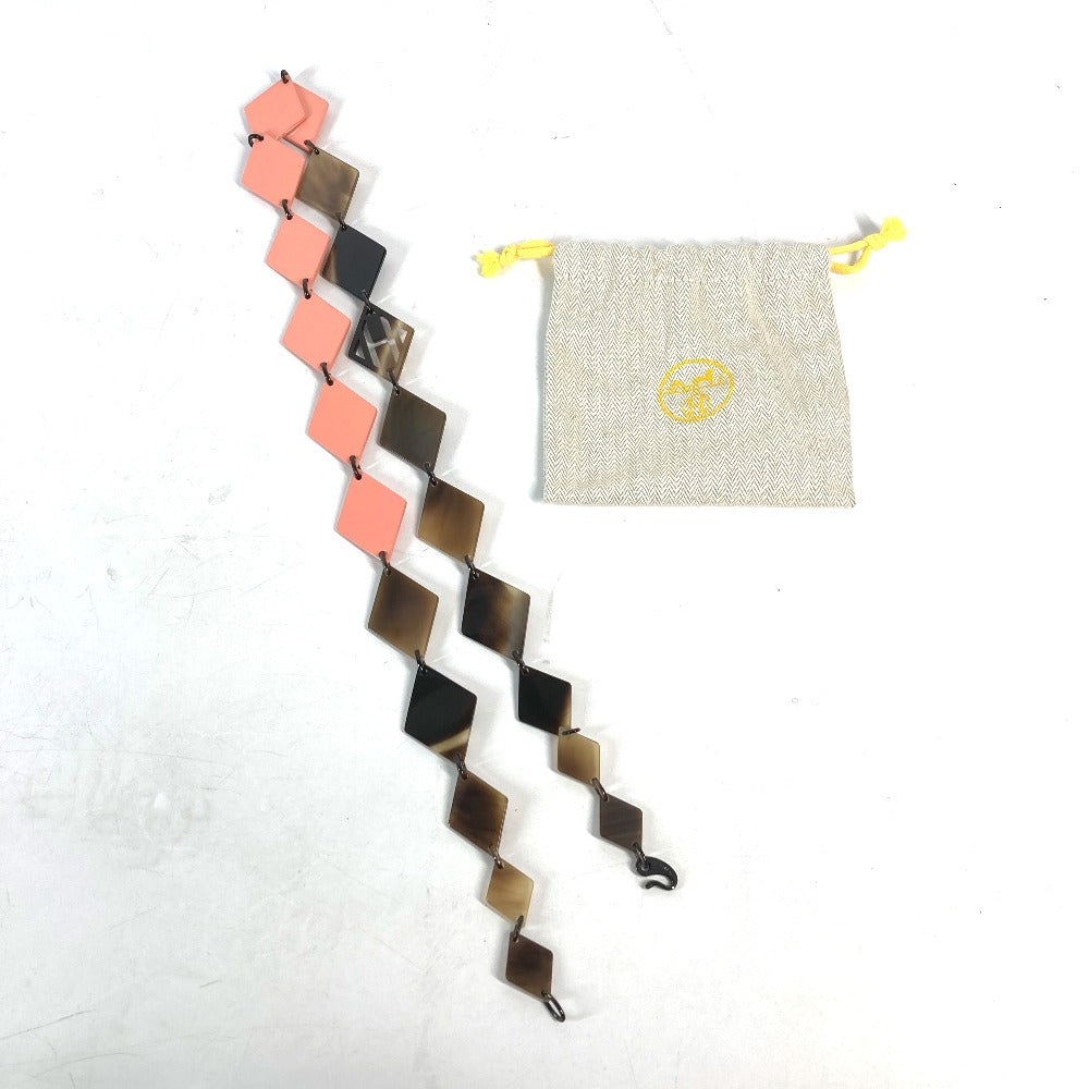 HERMES ラッカーウッド ロングネックレス アクセサリー ネックレス ラッカー レディース ブラウン×ピンク