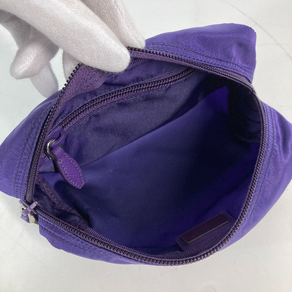 PRADA 1NA350 トライアングルロゴ 三角ロゴ プレート 小物入れ 化粧ポーチ メイクポーチ ポーチ ナイロン レディース パープル