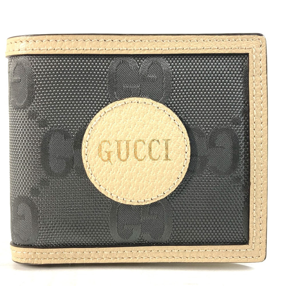GUCCI 625574 ロゴ オフザグリッド Off The Grid コンパクトウォレット 2つ折り財布 ナイロン/レザー メンズ ブラック×ベージュ