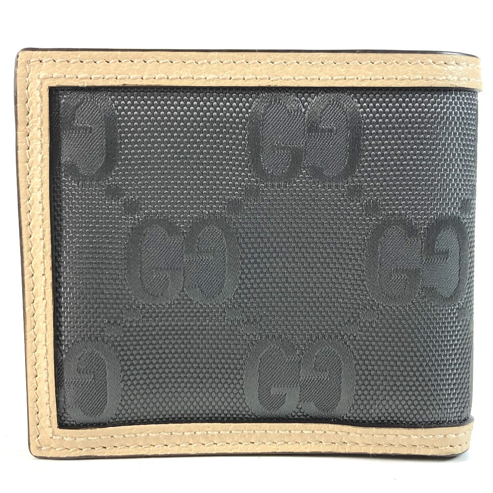 GUCCI 625574 ロゴ オフザグリッド Off The Grid コンパクトウォレット 2つ折り財布 ナイロン/レザー メンズ ブラック×ベージュ