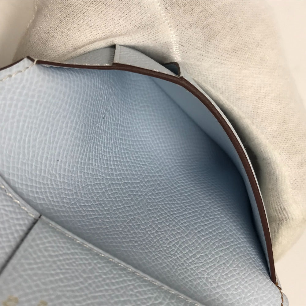 HERMES Hロゴ バイカラー ベアンコンビネ コンパクトウォレット 3つ折り財布 エプソン レディース セサミ ブルーブリュム ブラウン×ライトブルー