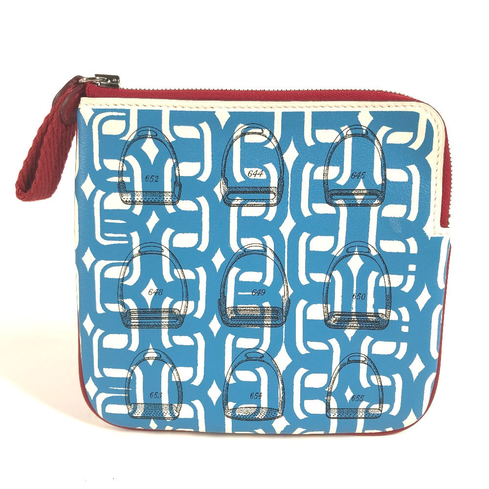 HERMES カレ ポケット スクエア ポーチ レザー レディース ピンク