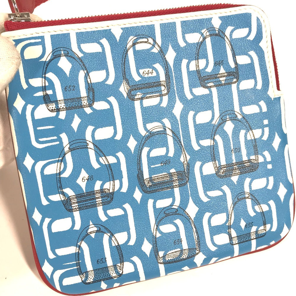 HERMES カレ ポケット スクエア ポーチ レザー レディース ピンク