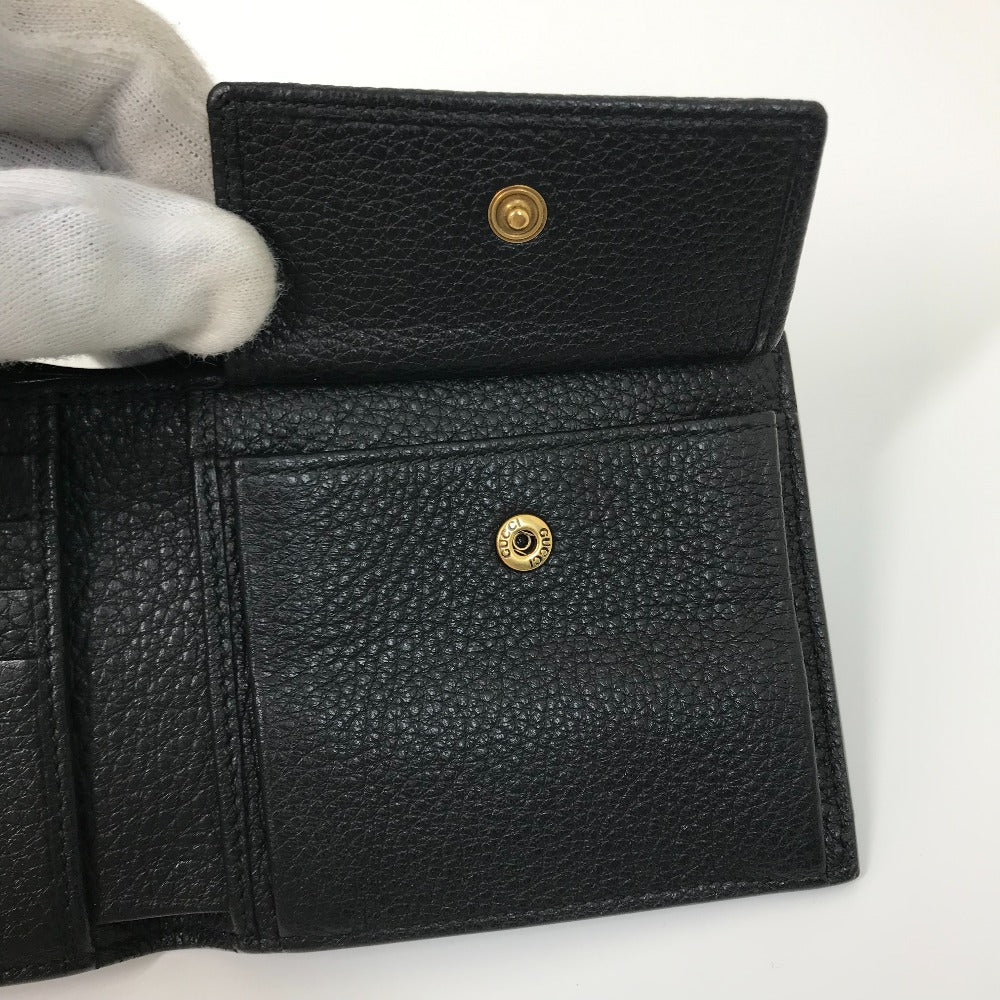 GUCCI 496316 Vintage Logo Print Compact Wallet, Bifold Leather, Men's, Black