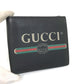 GUCCI 496316 Vintage Logo Print Compact Wallet, Bifold Leather, Men's, Black