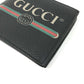 GUCCI 496316 Vintage Logo Print Compact Wallet, Bifold Leather, Men's, Black