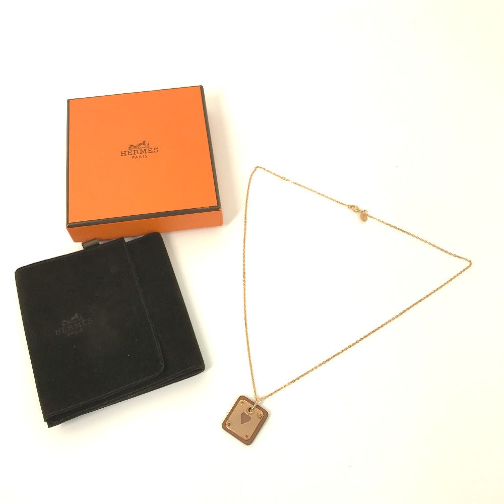 HERMES ハート チェーン アスドゥクール PM ペンダント アクセサリー ネックレス メタル レディース ブラウン