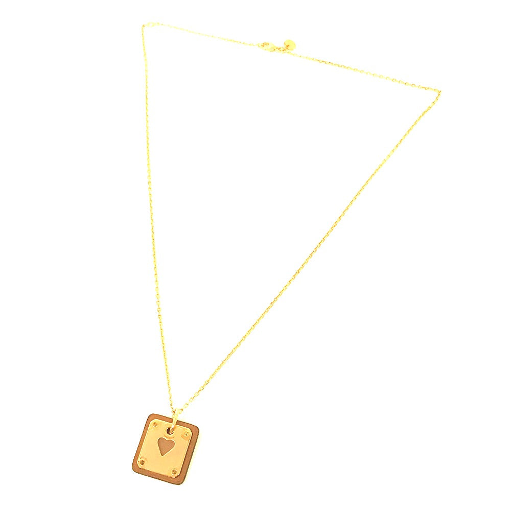 HERMES ハート チェーン アスドゥクール PM ペンダント アクセサリー ネックレス メタル レディース ブラウン