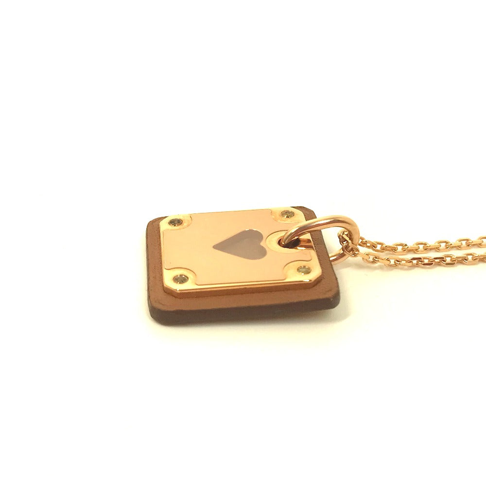 HERMES ハート チェーン アスドゥクール PM ペンダント アクセサリー ネックレス メタル レディース ブラウン