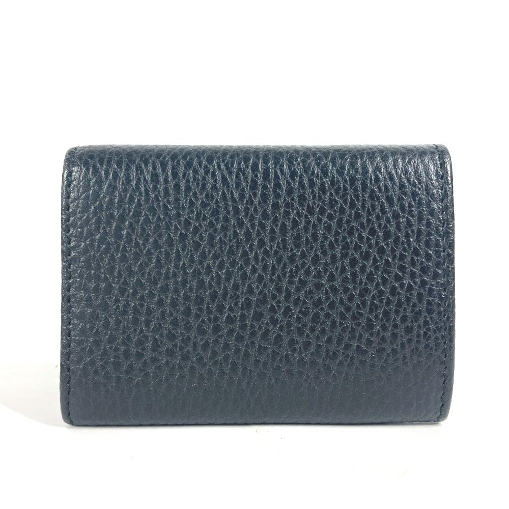 GUCCI 523277 GGマーモント コンパクト ウォレット ミニ 3つ折り財布 レザー レディース ブラック